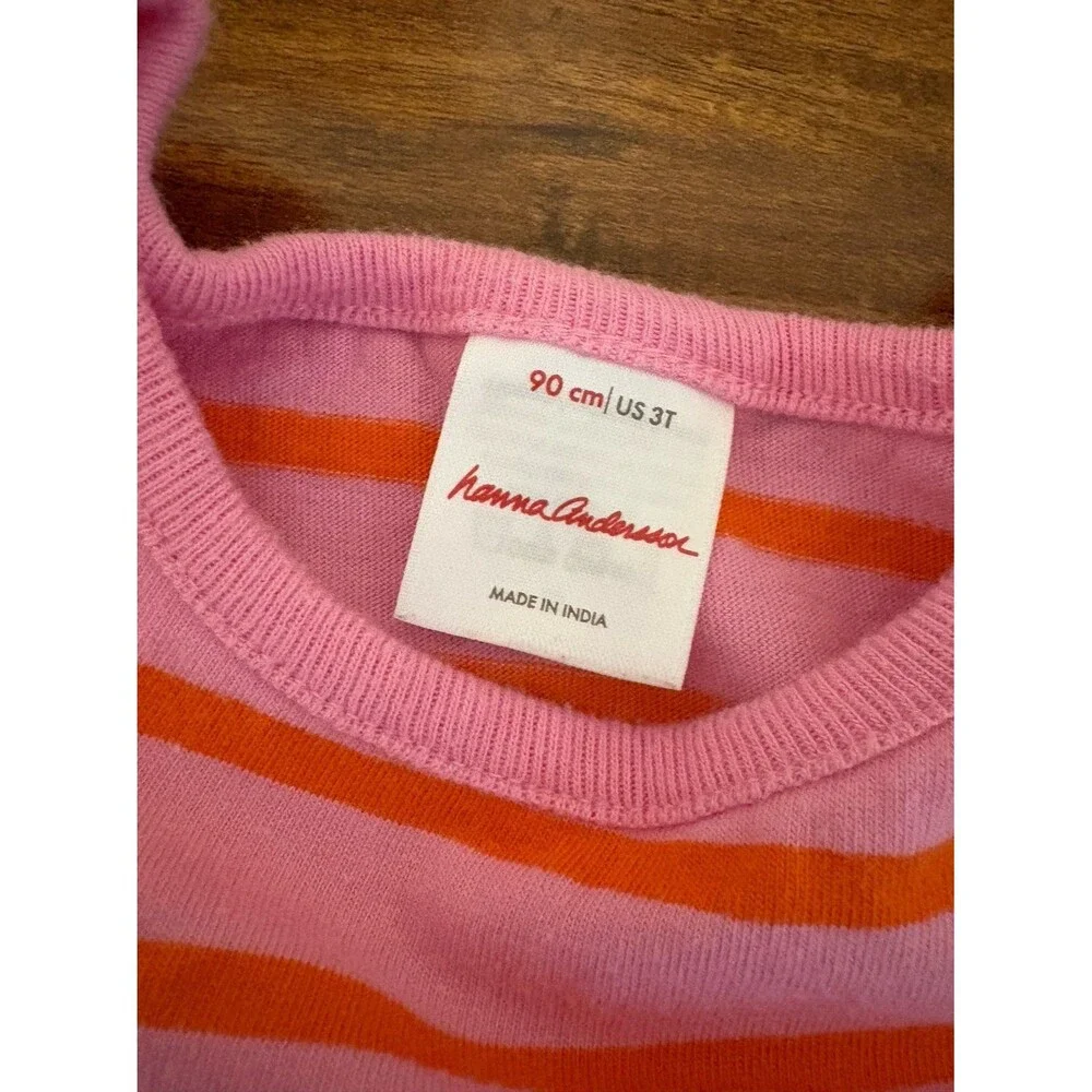 Hanna Andersson Short Sleeve Dress, Pink with Orange Stripes, Size 3T